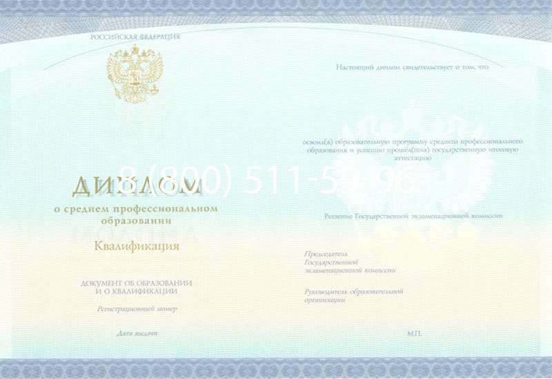 Купить Диплом колледжа (Спецбланк) 2014-2024 года в Саранске